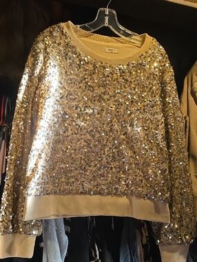 dylan Gold Sequin Crewneck Sweater